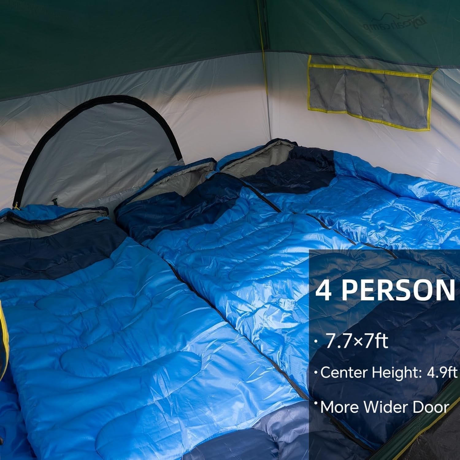 4 Person Camping Tent, Easy Setup Waterproof Family Tents for Camping, Portable Dome Tent with Rainfly and Carry Bag
