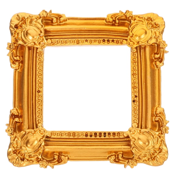 KAKOWELY ornate display frame European Style Ornate Picture Frame Gold Resin Photo Frame Square Wall Photo Display Decoration for Home Office Supplies4.53"X4.53"X0.39"