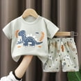 thumbnail image 3 of KPOPLK Toddler Baby Girl Summer Clothes Set Short Sleeve T-shirt Tops Pants Little Kids School Wear Outfits 2Pcs Size 9-18 Months,Light Gray, 3 of 3