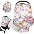 thumbnail image 1 of nda floral para asiento de coche para bebé, toldo para asiento de automóvil, nda elástica multiusos para carriola, silla alta, carrito de compras, toldos de asiento de coche, 1 of 5