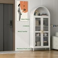 thumbnail image 7 of GangMei 73" Tall Metal Arched Cabinet, Kitchen Pantry Cabinet with Glass Door, Modern Farmhouse Display Cabinet with 2 Adjustable Shelves for Dining Room and Living Room, White, Assembly Required, 7 of 7