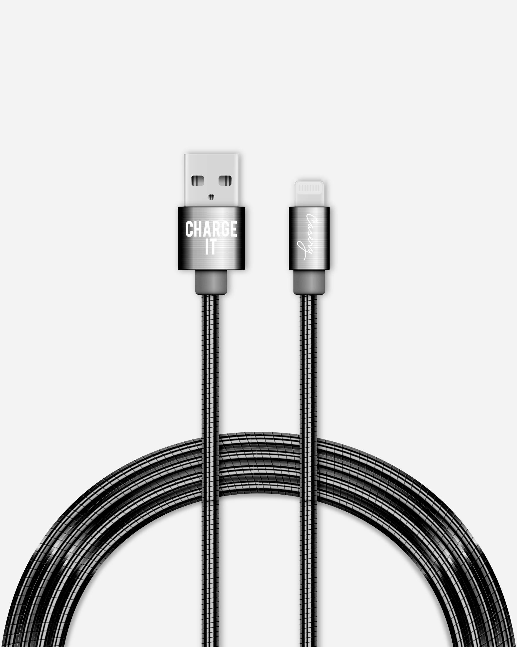 Lightning charging cable 6 ft Black Stainless Steel