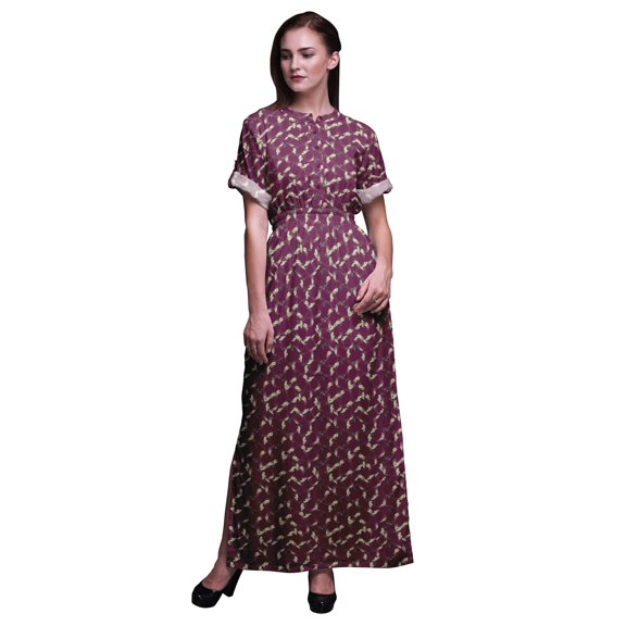 Bimba Rayon Roses & Ranunculus Floral Ladies Long Gown Boho Beach Cocktail Party Maxi SlitÂ&nbsp;Dress-XSmall