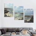 thumbnail image 4 of Awypu   Panorama View of Woljeongri Beach-Landscape Wall Art Canvas marble, gold vein, blue and white, abstract expressionism 12''x16''X3 Panels, 4 of 4
