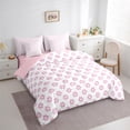 thumbnail image 2 of jejeloiu Cute Cartoon Floral 7-Piece Bedding Comforter Set,Kawaii Flowers Blossom King Bedding Sets,White Pink Bed Sheets For Girls,Ultra Soft Home Decor Reversible, 2 of 8