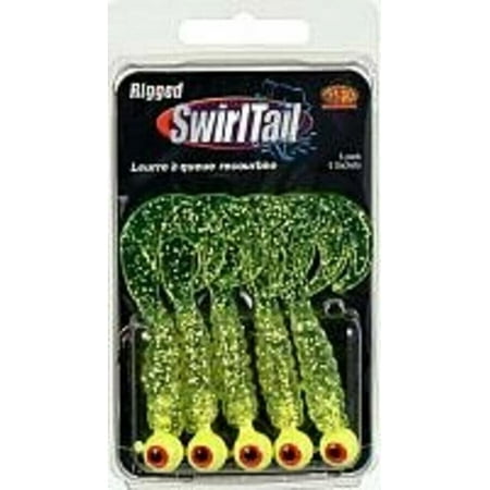 Apex J514-CHT Rigged Grubs 1/4oz Chartreuse Glitter 5pk