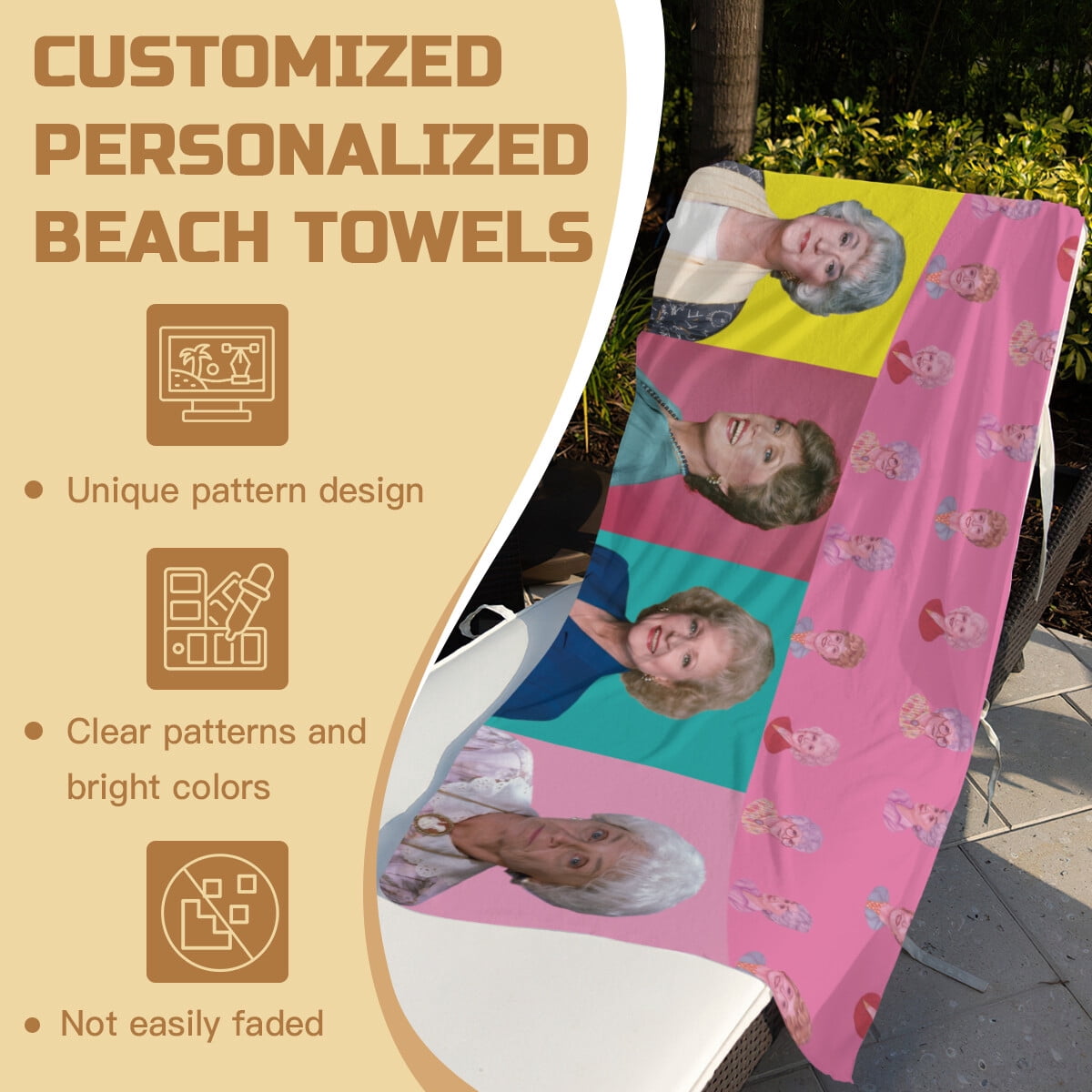 Golden Girls Beach Towel Quick Drying Microfiber 30"x60" Birthday Gift