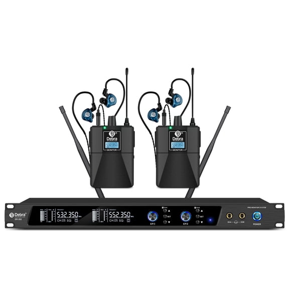 D Debra Audio PRO ER-202 UHF Dual Channel Wireless in Ear Monitor System with Monitoring Type for Stage, Recording Studio, Musicians, Monitoring(2 Bodypack with Transmitter)