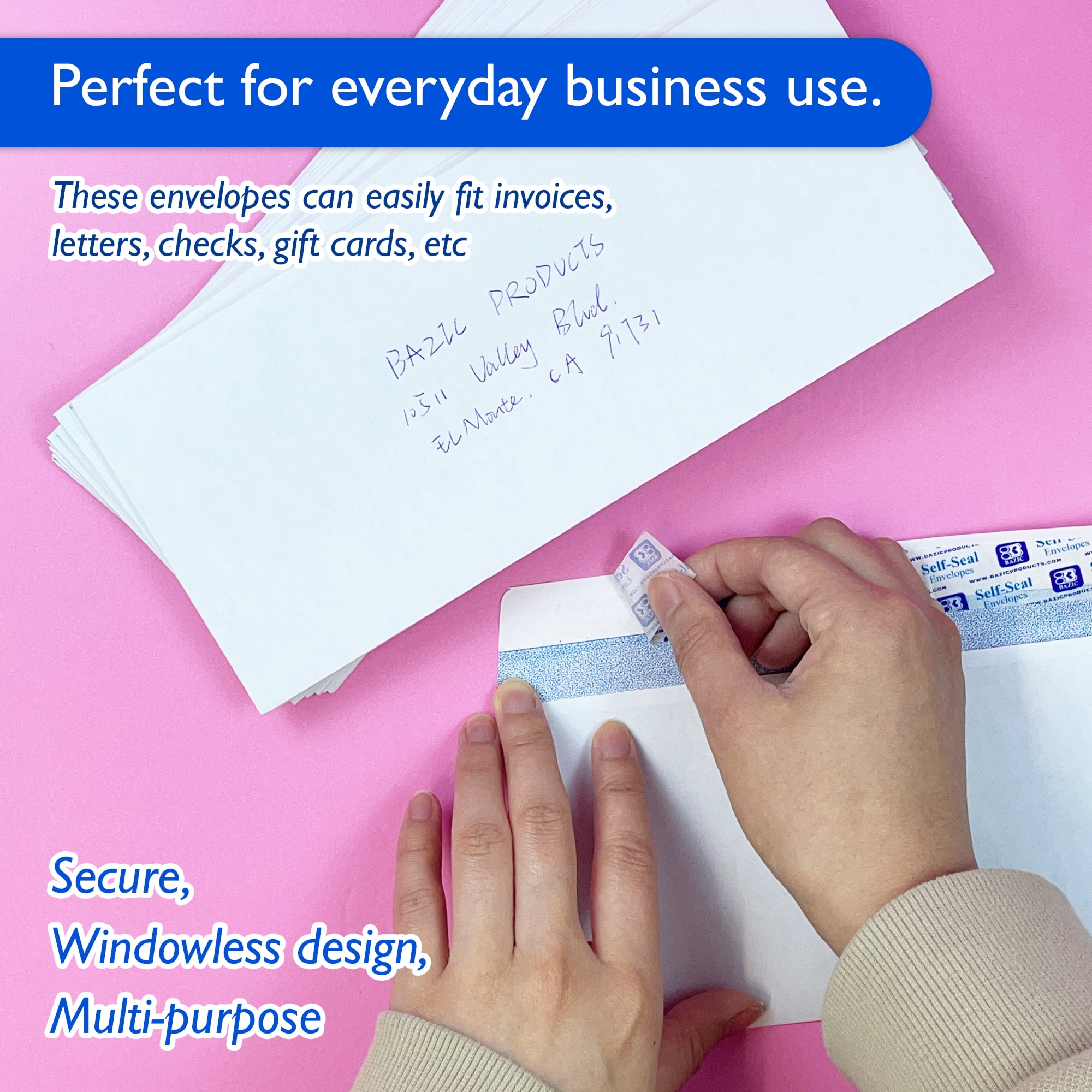 BAZIC Security Self Seal Envelope 4 1/8" x 9 1/2" #10 Tint Mailing Envelopes 2500-Count