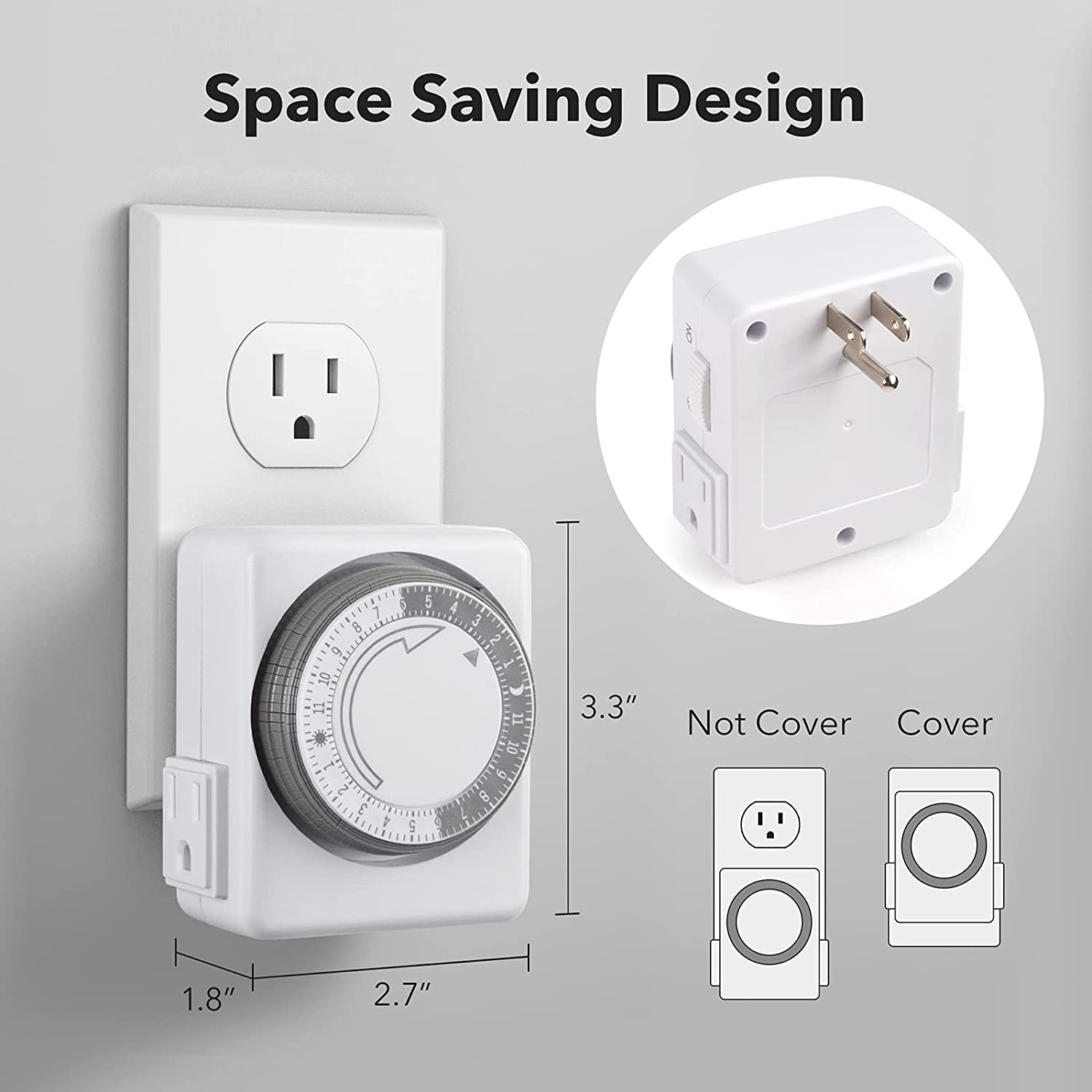 HBN 24-Hour Plug-in Mechanical Timer with Dual Outlets, 2-Pack photo 5