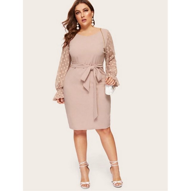 Vestido Dama Elegante Talla Extra Plus Casual De Fiesta-Rosa claro-3XL DaraBaby SHEIN Vest050_3