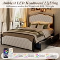 thumbnail image 6 of ANPOO Queen Wood Bed Frame with 51.2" Tall Tufted Headboard & Roman Column Design, Sturdy Platform Bed with 2 Drawers & LED Light & Wooden Slats Support, No Box Spring Needed, 1000 lbs Capacity, 6 of 9