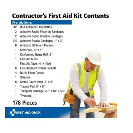 First Aid Only Contractors First Aid Kit 25 Person Metal Case