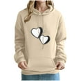 thumbnail image 2 of Uootdi Hoodies Cute Heart Graphic Long Sleeve shirt for Women Oversized Drawstring Gift Pullover With Pocket Casual Fashion Swe atshirt, 2 of 3