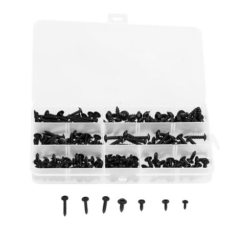 

Big sale 210pcs Cross Screw Assortment Black Self Tapping Screws for Furniture Wood Electrical Equipment