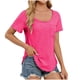 thumbnail image 1 of Top de Manga Corta de Cuello en V de Color Sólido de las Mujeres con Bolsillo, Blusa Casual de Poliéster Ligero, 1 of 8