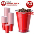 thumbnail image 2 of Stock Your Home Red Plastic Cups Disposable, 16oz (50 Count) Heavy-Duty, Large Party Cup Pack Bulk Pack for Drinking Punch, Soda, Wine, Beer, 4th of July, Halloween, 2 of 7