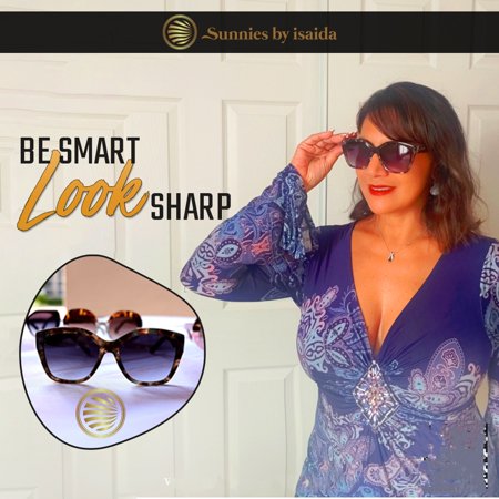 Sunnies by isaida - Uptown Butterfly Sunglasses - Oversized Brown, Blue and Silver Polarized UVA/UVB Sunglasses for Women
