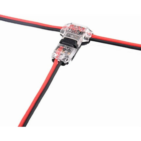 Low Voltage Wire Connectors Solid Connection, T Tap Wire Connectors, T Type 2 Pins Wire Splice Connectors, Solderless No Stripping 3 Way Wire Connector for LED Strip, Automotive Fits 24-20 AWG