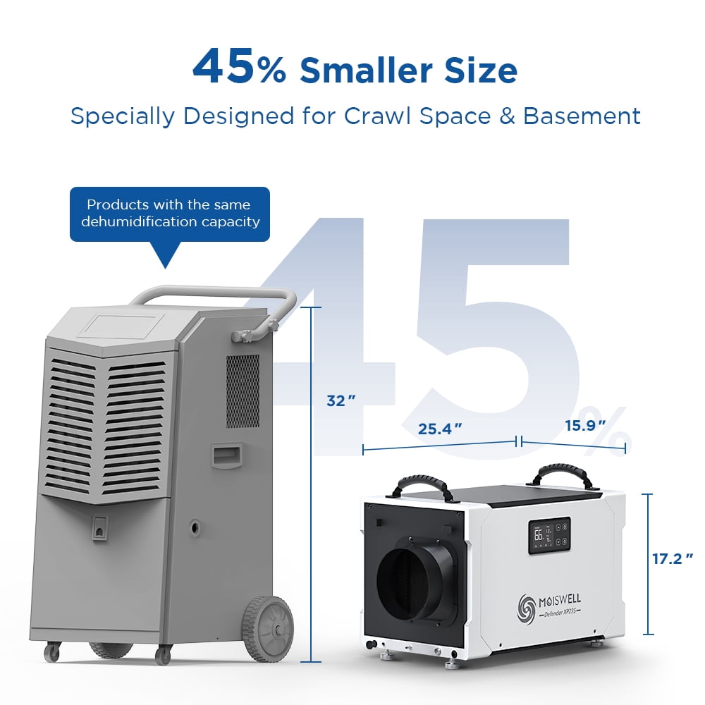 Moiswell 235 Pints Commercial Dehumidifier with Pump for Crawl Space, Basement, Industry Water Damage