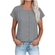 thumbnail image 1 of TaTaai Women's short sleeve crew neck top, linen cotton fabric, solid color, button cuffs, cutout detail, pullover style, casual loose fit, soft breathable, ideal for daily outings Gift, 1 of 7