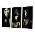thumbnail image 3 of Designart "1920s Vintage Retro Glamour Woman Portrait V" Woman Fashion Photography Framed Wall Art Set Of 3 - Black Glam Frame Gallery Wall Set For Home Decor, 3 of 6
