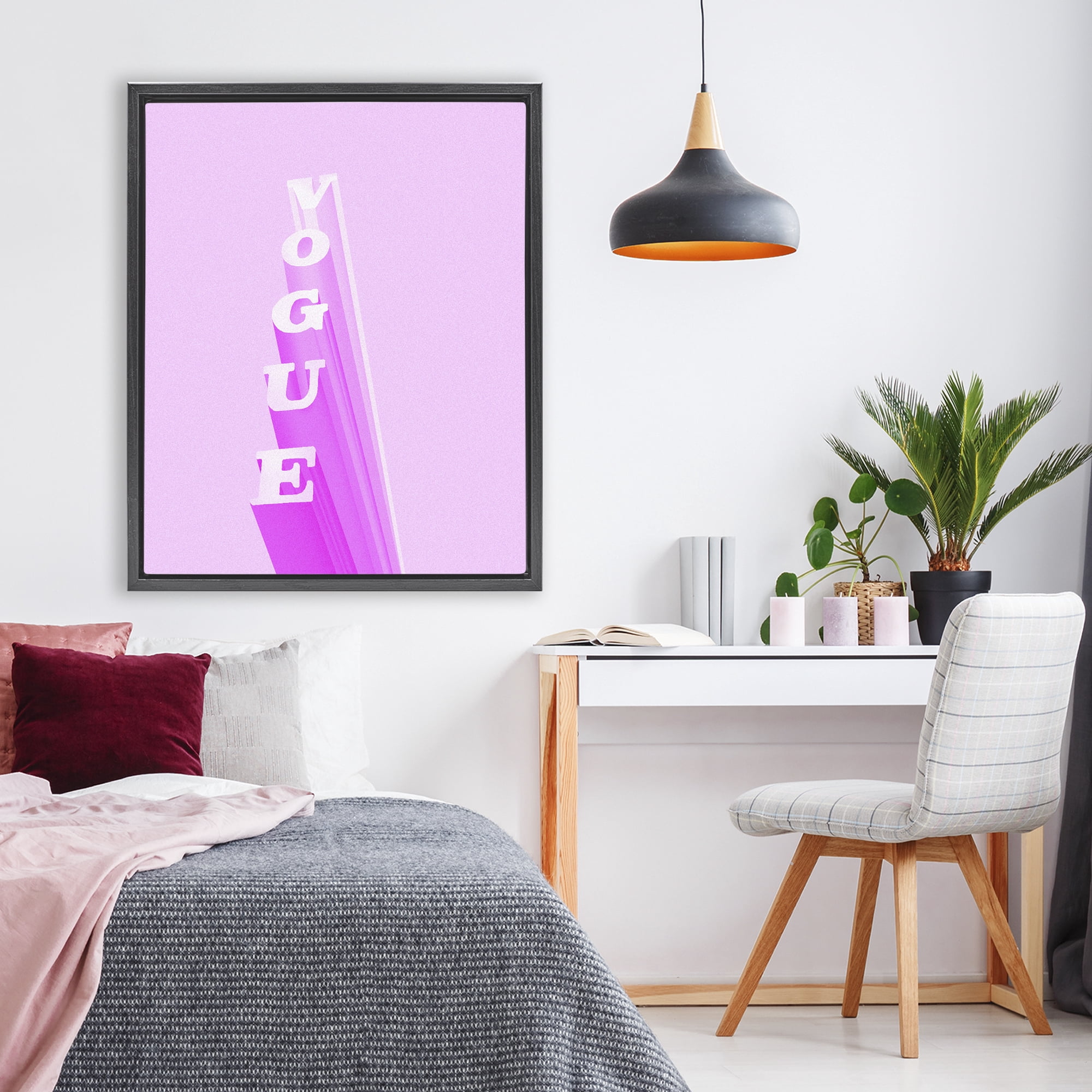 Stupell Industries Pink Vertical Glam Lettering Black Framed Floater Canvas Wall Art, design by Ziwei Li