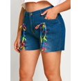 thumbnail image 1 of Cordón arriba delantero crudo dobladillo más tamaño de mezclilla pantalones cortos Rosegal Pantalones cortos de talla grande, 1 of 5