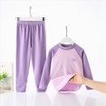 thumbnail image 2 of WXFAZCVU Girls Pajamas Set Warm Fleece Lined Underwear Set Color Block Long Sleeve Shirt and Pants Outfits Size 4-5 Years, 2 of 4
