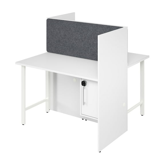 Hustle 48W 2 Person Cubicle with Tackboard in White - Engineered Wood