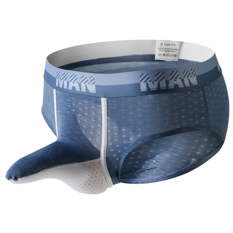 LEEy-world Men's Underwear Men's Polyester Blend Total Support Pouch Boxer  Brief Blue,L