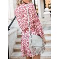 thumbnail image 4 of Asyoly Womens Dresses Boho Floral Print Ruffles Lantern Sleeve Button Down Swing Mini Dress Tie Waist Shirt Dresses, 4 of 7