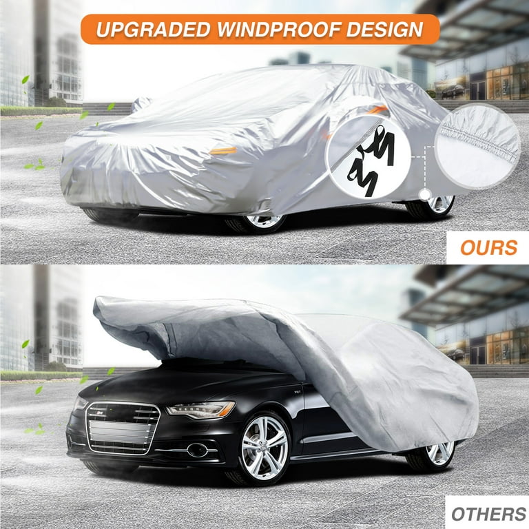 Audew 6 Layers Car Cover, Full Car Cover Waterproof All Weather, UV Snow Rain Wind Dust All Weather Outdoor Protection, Universal Fit Length Up to 192