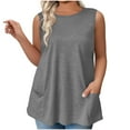 thumbnail image 1 of Annhoo Débardeurs Grande Taille pour Femmes Col Rond Sans Manches T-Shirts Basiques Été 2025 avec Poches, 1 of 5