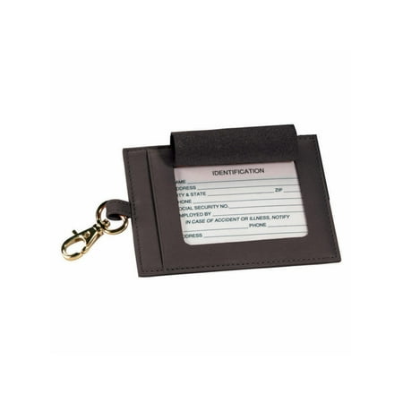 Royce The Big - Luggage tag - with window - hook - 5.98 in x 3.98 in - rectangular - black - genuine leather