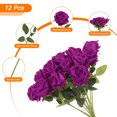 thumbnail image 3 of Uxcell 12 Pcs Rose Purple Roses Artificial Flowers, Velvet Rose Real Touch Fake Roses with Stems, 3 of 6
