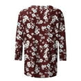 thumbnail image 5 of Jsaierl Women's 3/4 Sleeve Tops Summer Crew Neck Shirts Boho Print Ladies Blouses Going Out Holiday T-shirts Top S-5XL, 5 of 6