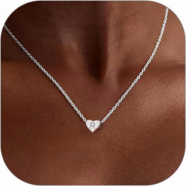 Collares Para Mujer Plata 925 Cadenas Dije De Plata Collar Con Inicial Corazon 26 Letra A -Z Joyeria Colgante Plata 925 Accesorios Para Mujer Cumpleaños Aniversarios Con Caja De Regalo