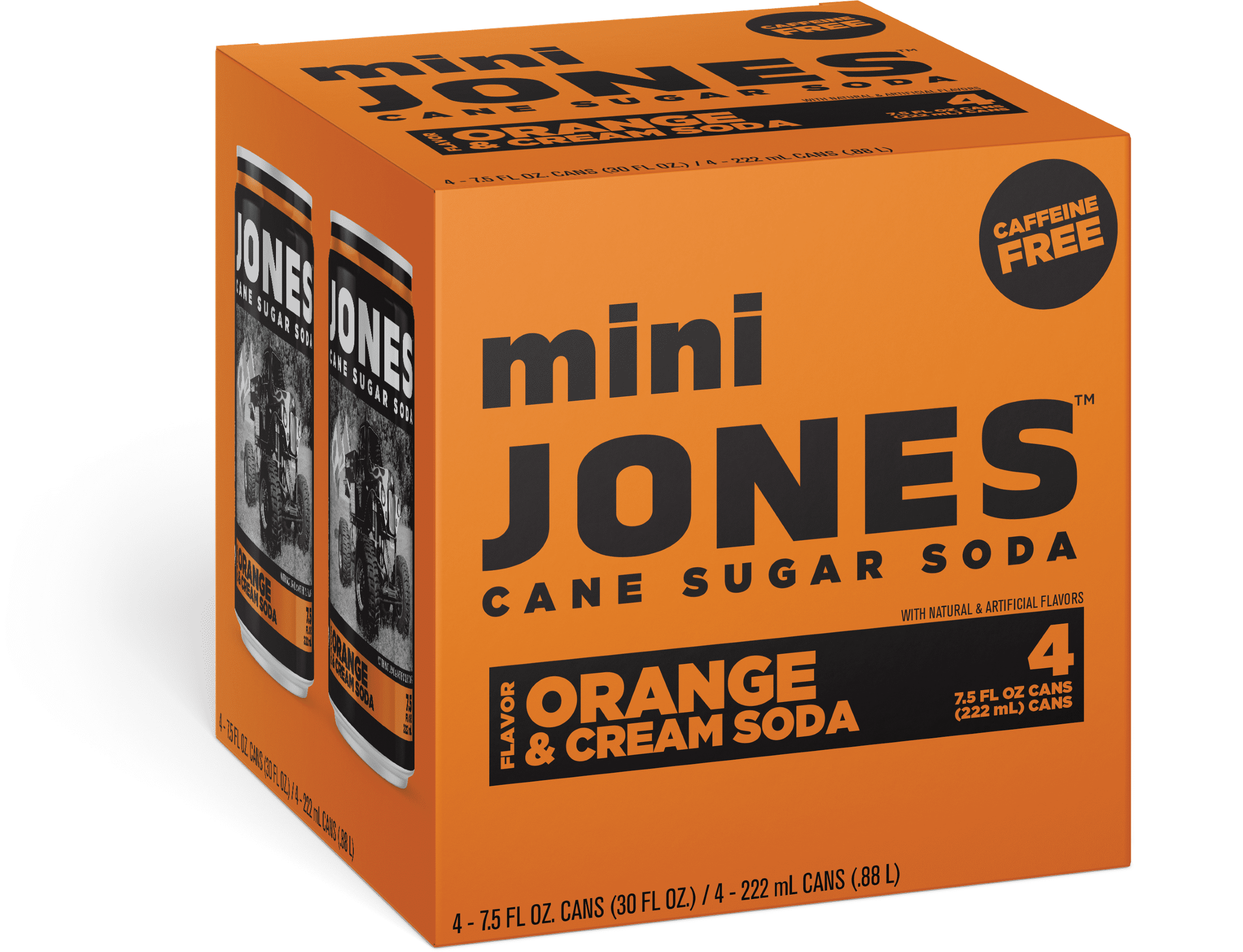 (3 pack) Jones Soda Orange & Cream Mini Cans, 7.5 Ounces, 4 Pack