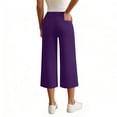 thumbnail image 5 of QATAINLAV Wide Leg Cropped Yoga Pants for Women High Waisted Casual 3/4 Length Workout Pants Summer Loungewear Purple XXL, 5 of 7