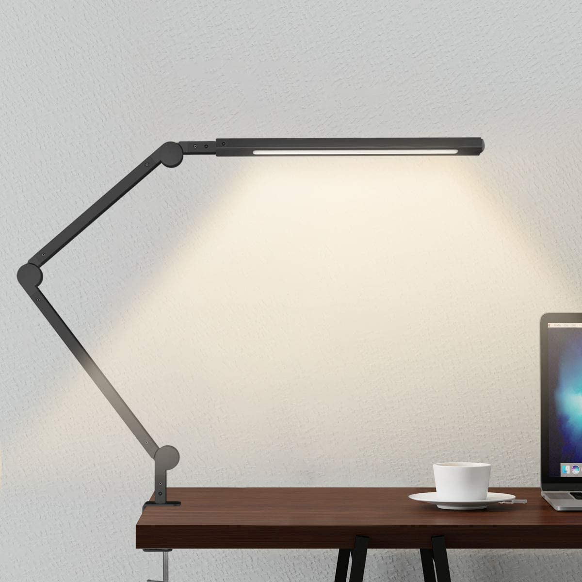 US LED Long Swing Arm Desk Lamp W Clamp Metal Architect Adjustable light reading 