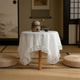 thumbnail image 2 of Small fresh lace lace messy linen tablecloth, household round table cloth, 2 of 5