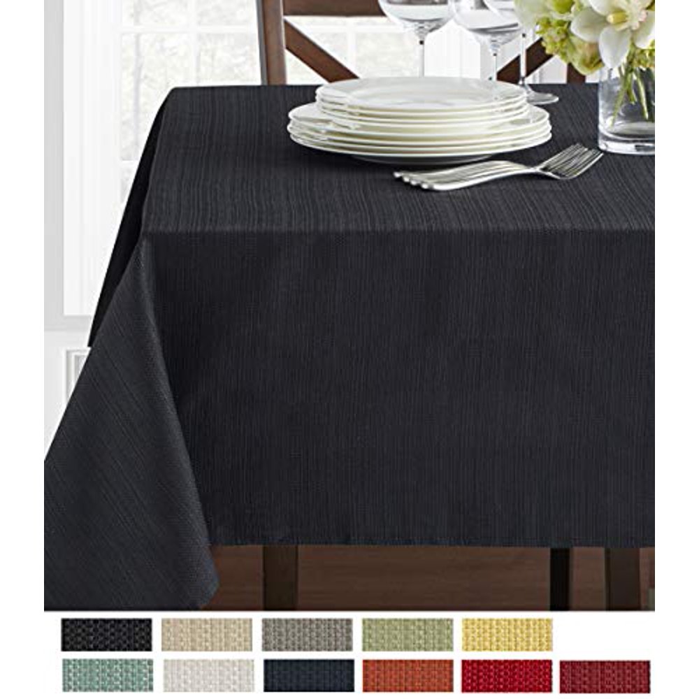Benson Mills Textured Fabric Tablecloth (60" x 84" Rectangular, Black