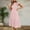 Pink, variant on ZZwxWA Womens Summer High Waist Dresses Solid Short Sleeve Round Neck Pleated Beach Dress Ladies Elegant A-Line Maxi Dress