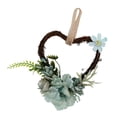 thumbnail image 1 of Corona floral rústica, corona de flores, corona de puerta, corona de pared, corona decorativa, Verde azul, 1 of 9
