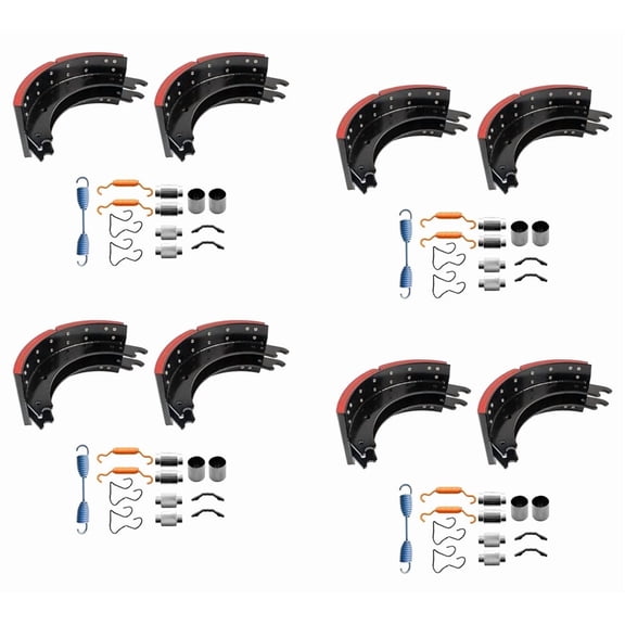 Drum Brake Shoe Box Kit w/ 2 ned Brake Shoe and 1 Brake Repair Kit Replaces 4707Q, Haldex 4707, GG4707QG, Freightner ABP MK4707Q 23STAN,   (4 Pack)