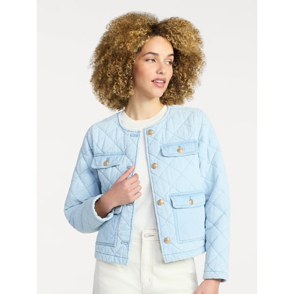 Time and Tru Women's Quilted Cotton Jacket, Sizes XS-XXXL