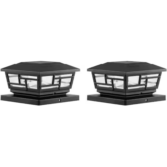 3.9" Solar Post Cap Lights Outdoor LED Lights for 4x4 Wooden Posts Waterproof for Garden Deck Yard Fence Gate (2-Pack in Black)