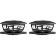 3.9" Solar Post Cap Lights Outdoor LED Lights for 4x4 Wooden Posts Waterproof for Garden Deck Yard Fence Gate (2-Pack in Black)