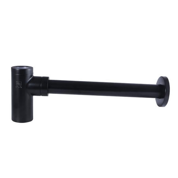 Trimscape Bottle-Trap Brass Round Siphon, Matte Black